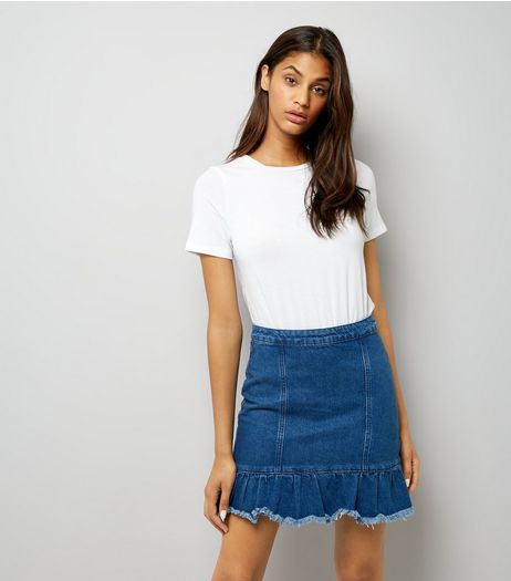 Blue Denim Peplum Hem Skirt | New Look