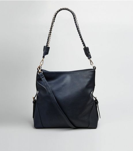 Navy Textured Oversized Shoulder Bag | New Look