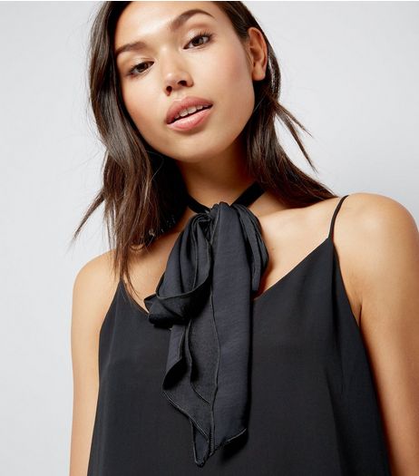 Black Satin Bow Choker | New Look