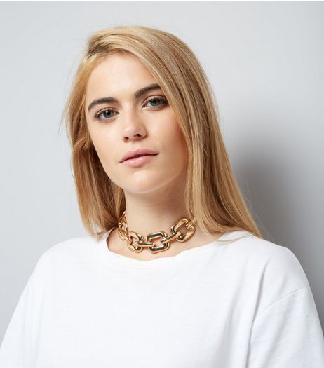 Gold Chunky Square Chain Choker | New Look
