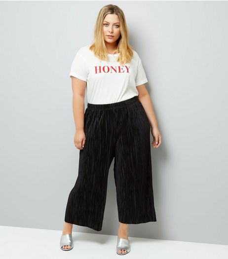 Curves Black Pleated Culottes | New Look