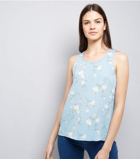 Cameo Rose Blue Floral Print Vest | New Look
