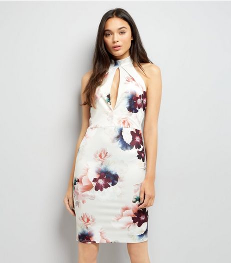 Pink Vanilla White Floral Print Choker Neck Dress | New Look
