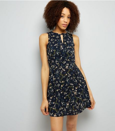 Blue Vanilla Navy Floral Print Skater Dress | New Look