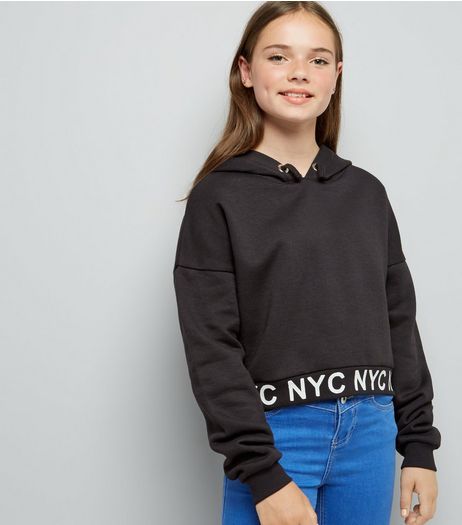 Teens Black NYC Hem Printed Hoodie | New Look