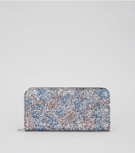 Multi-Coloured Glitter Zip Around Purse | New Look