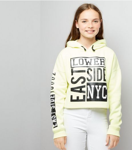 Teens Yellow NYC Print Hoodie | New Look