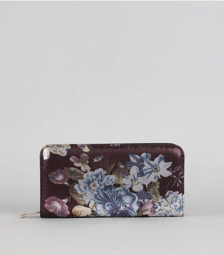 Black Digital Floral Print Purse | New Look