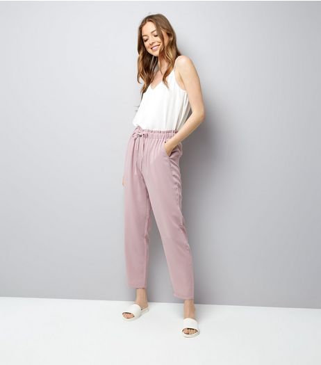 Lilac Tie Waist Woven Joggers | New Look