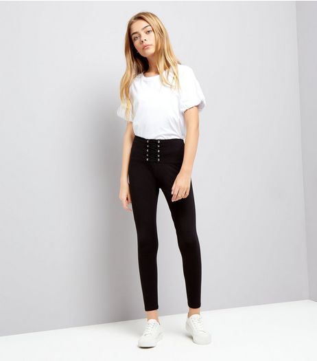 Teens Black Corset High Waist Leggings | New Look