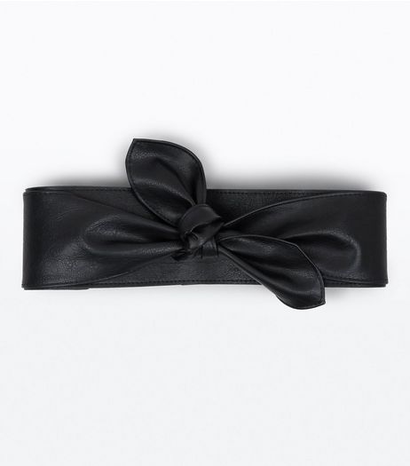 Black Bow Front Wide Belt | New Look