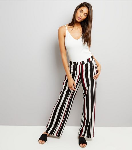 Black Contrast Stripe Wide Leg Trousers | New Look