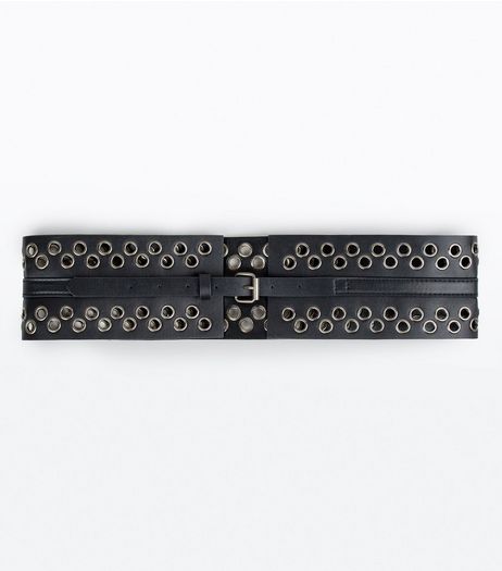 Black Eyelet Detail Buckle Corset Belt | New Look
