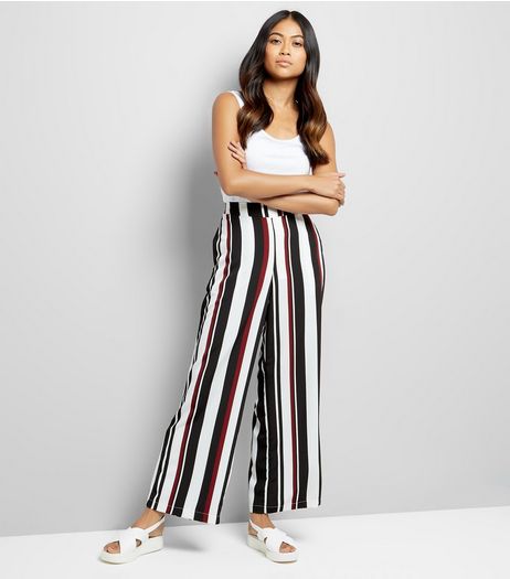 Petite Black Stripe Wide Leg Trousers | New Look