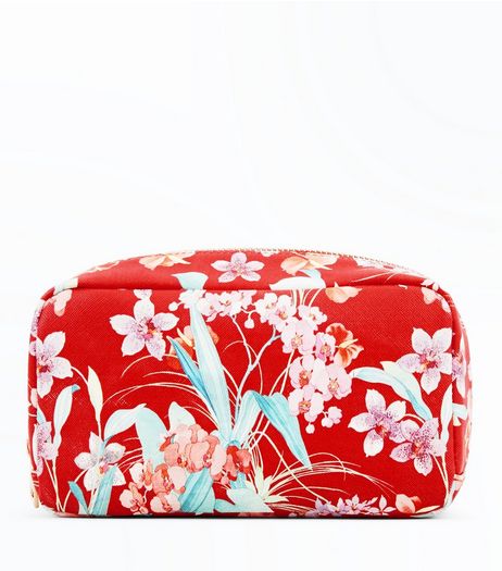 Red Floral Make Up Bag | New Look