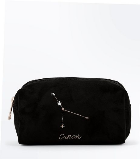 Black Cancer Star Sign Make Up Bag | New Look