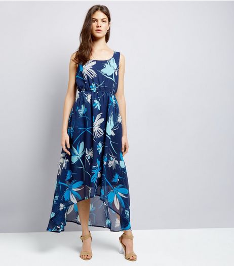 Apricot Blue Floral Print Dip Hem Maxi Dress | New Look
