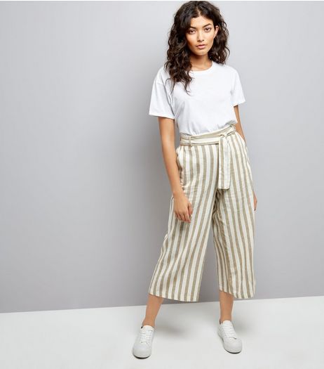 White Contrast Stripe Culottes | New Look