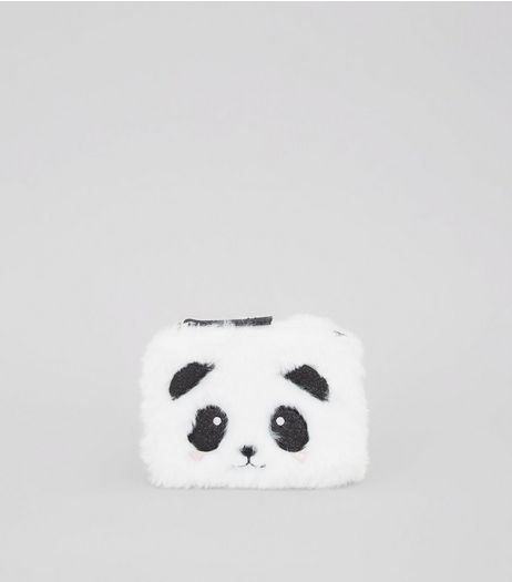 White Faux Fur Panda Purse | New Look