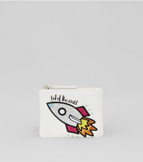 White Out Of This World Zip Top Purse | New Look