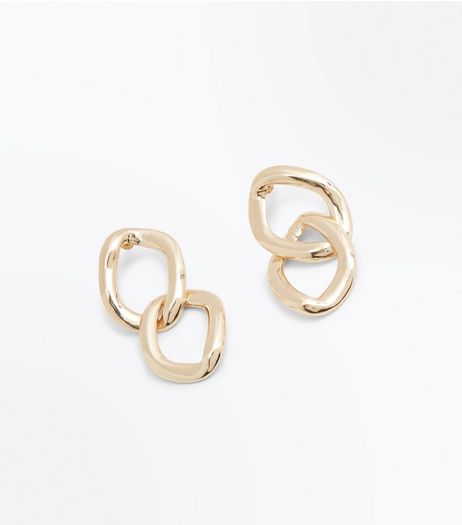 Gold Double Chain Link Earrings | New Look
