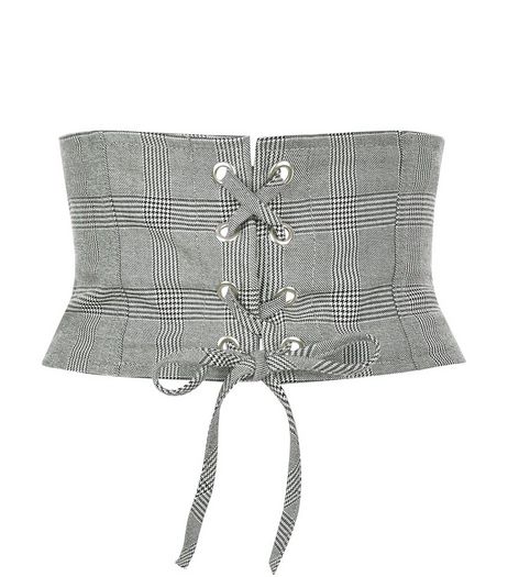 Black Check Corset Belt | New Look