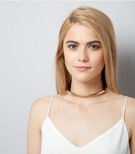 Black Bar Front Tie Back Choker | New Look