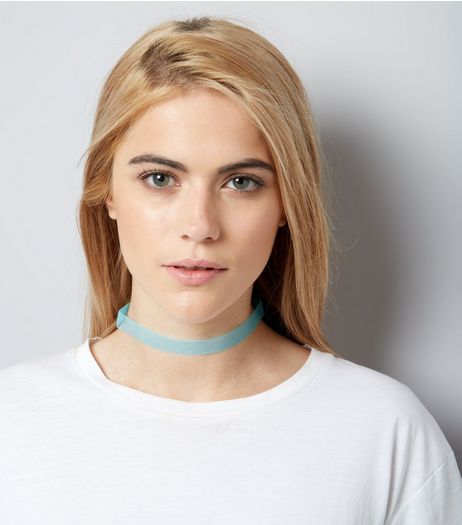 Pale Blue Mesh Choker | New Look