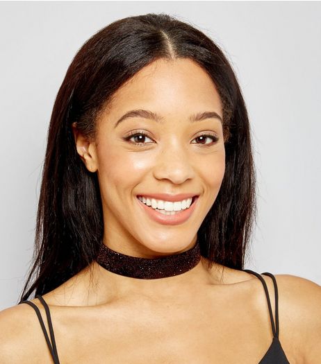 Brown Glitter Wide Choker | New Look