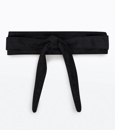 Black Suedette Tie Waist Belt | New Look