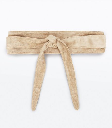 Mink Suedette Tie Detail Waist Belt | New Look