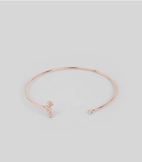 Gold Flower Crystal Arm Cuff | New Look
