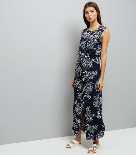 Apricot Navy Leaf Print Maxi Dress | New Look