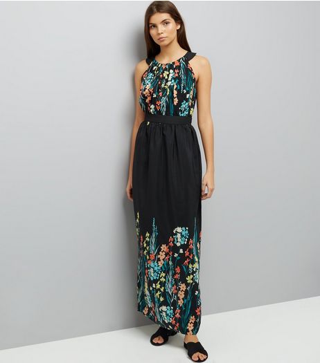 Apricot Black Floral Embroidered Maxi Dress | New Look