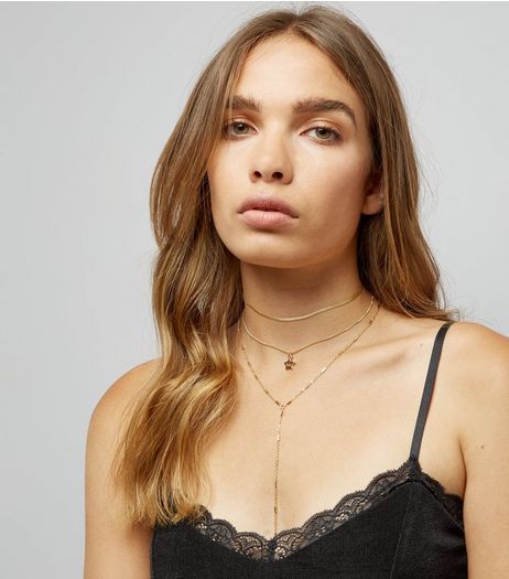 Gold Layered Star Drop Choker | New Look