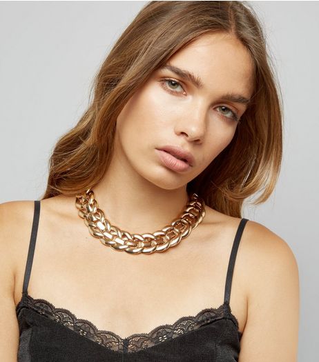 Gold Chunky Chain Link Necklace | New Look