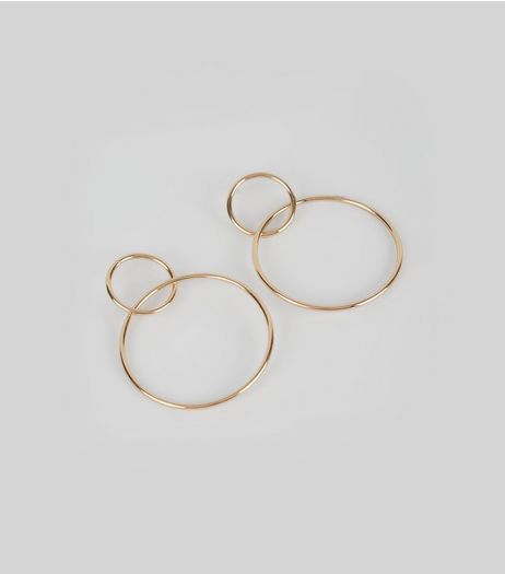 Gold Linked Ring Hoop Earrings | New Look
