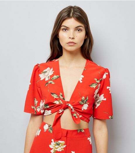 Cameo Rose Red Floral Print Crop Top | New Look