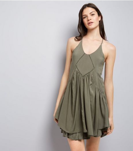 Apricot Khaki Racer Back Summer Dress | New Look