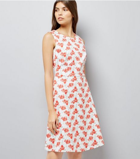 Apricot White Poppy Print Dress | New Look