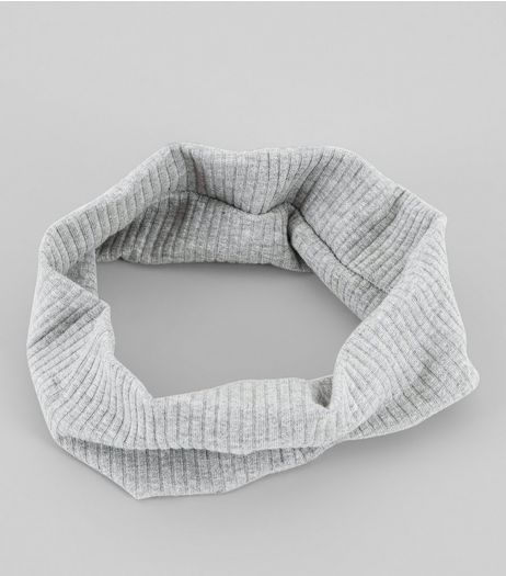 Grey Ribbed Stretch Hairband | New Look
