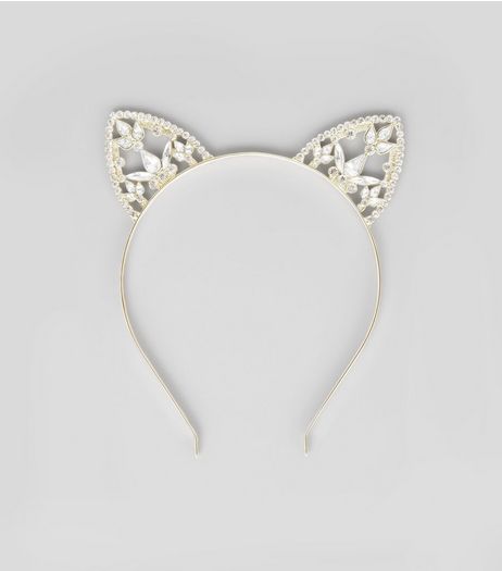 Gold Diamante Cat Ear Headband | New Look