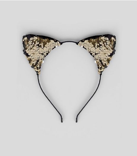Gold Sequin Cat Ears Headband | New Look