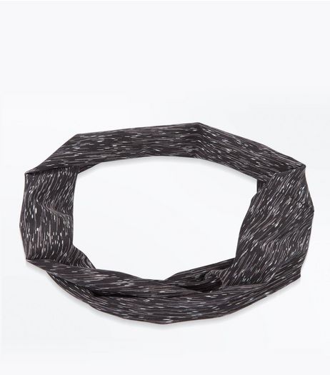 Black Space Dye Print Stretch Headband | New Look