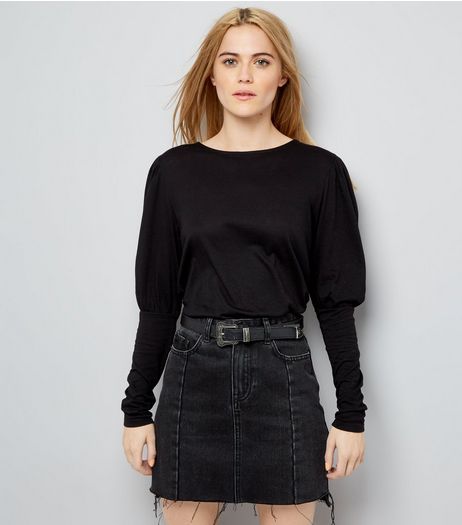 Black Puffed Sleeve Top | New Look