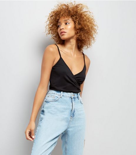 Black V Neck Drape Bodysuit | New Look