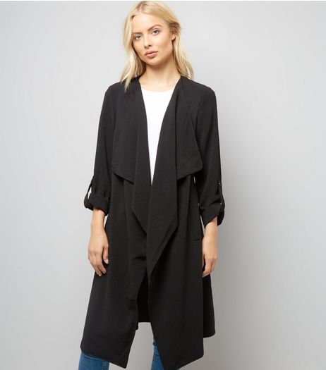 Black Waterfall Duster Jacket | New Look