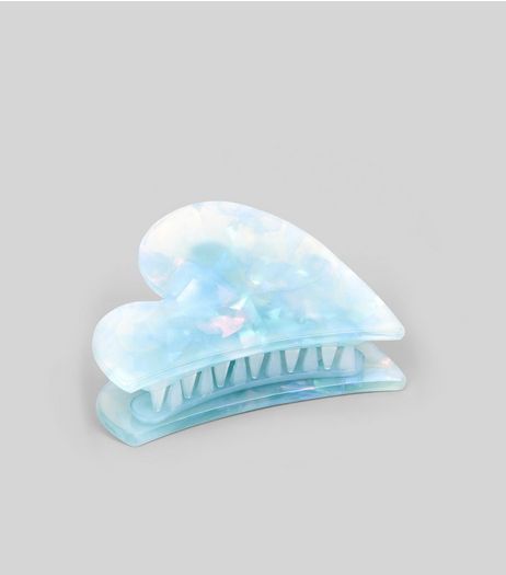 Blue Pearly Heart Bulldog Clip | New Look