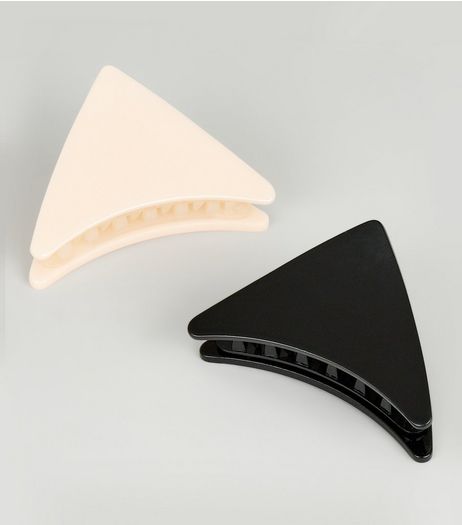 2 Pack Black and Nude Triangle Bulldog Clips | New Look