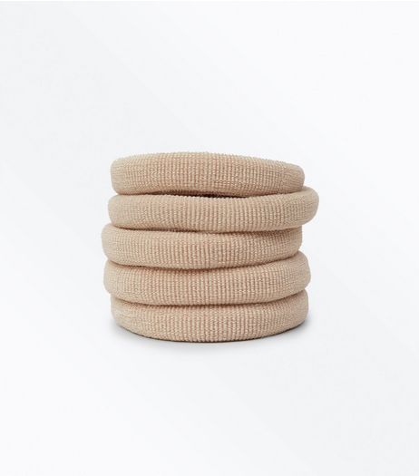 5 Pack Cream Thick Hair Bands | New Look